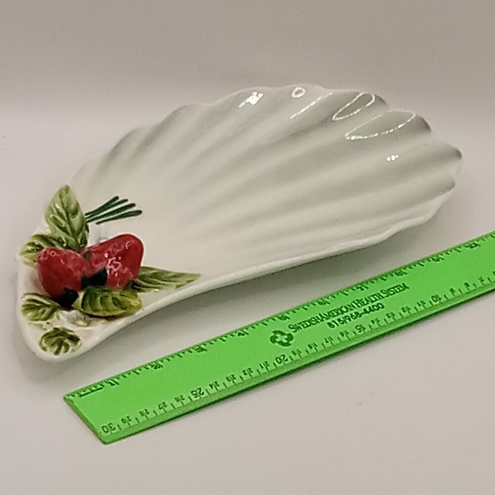 Strawberry Curved Serving Platter Vintage E-2281 Tray 12 inch Ceramic 3D Berry